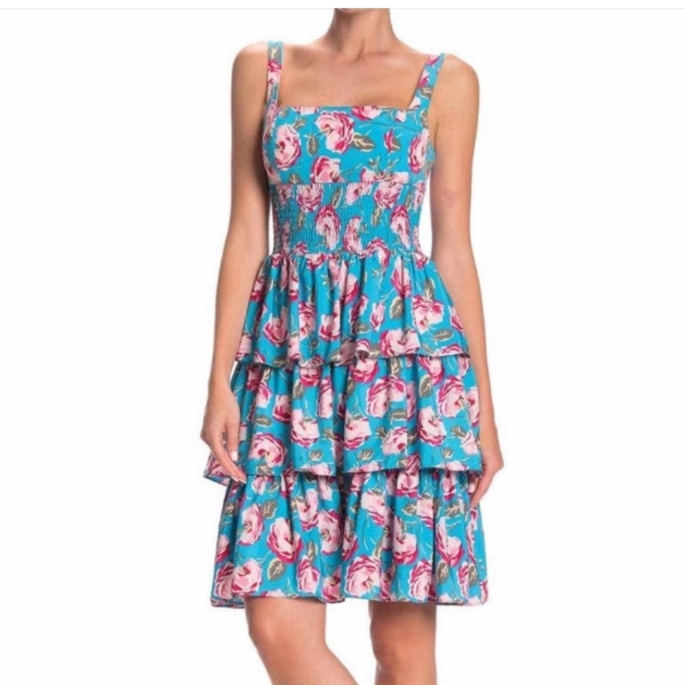 Betsey Johnson Rose Printed Tiered Dress